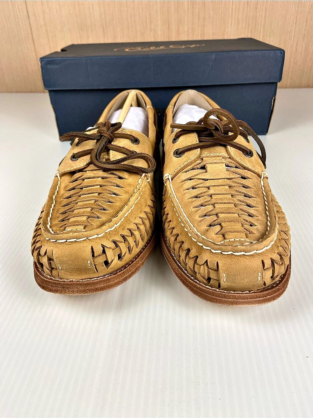 Sperry Gold Cup Woven Leather Boat Shoes Tan Men’s 10.5 NIB - Picture 5 of 16